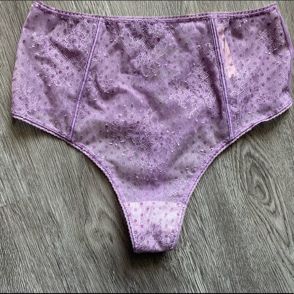 Victoria's Secret Other - Victoria’s Secret purple flocked dot high panty Large NWT